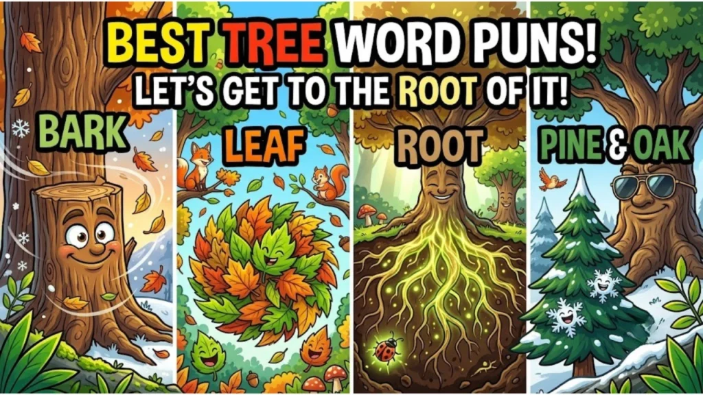 One Liner Tree Puns by Word Family & Season