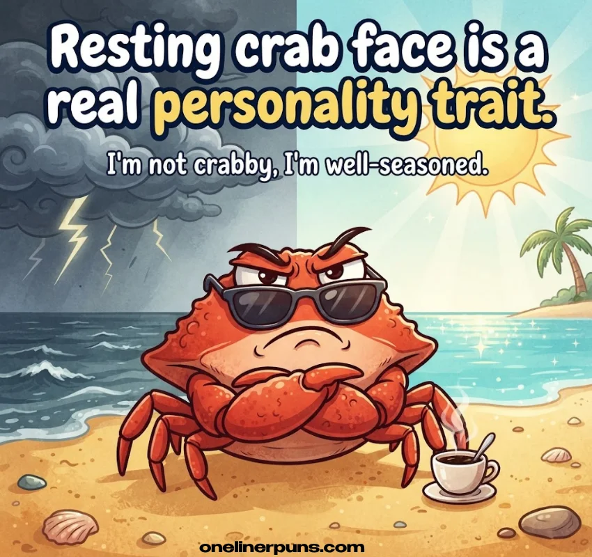 Cheeky and moody crab puns that stay clean: