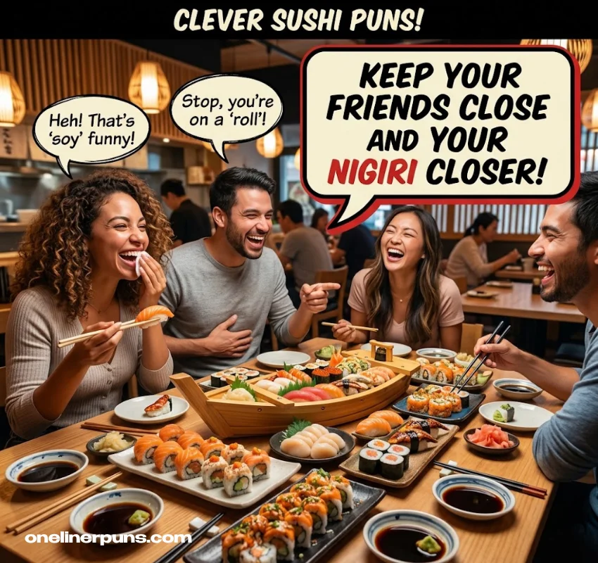 Clever One-Liner Sushi Puns Wordplay and puns for Friends
