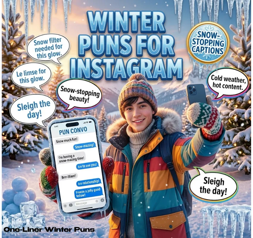 Clever One-Liner Winter Puns for Instagram Captions