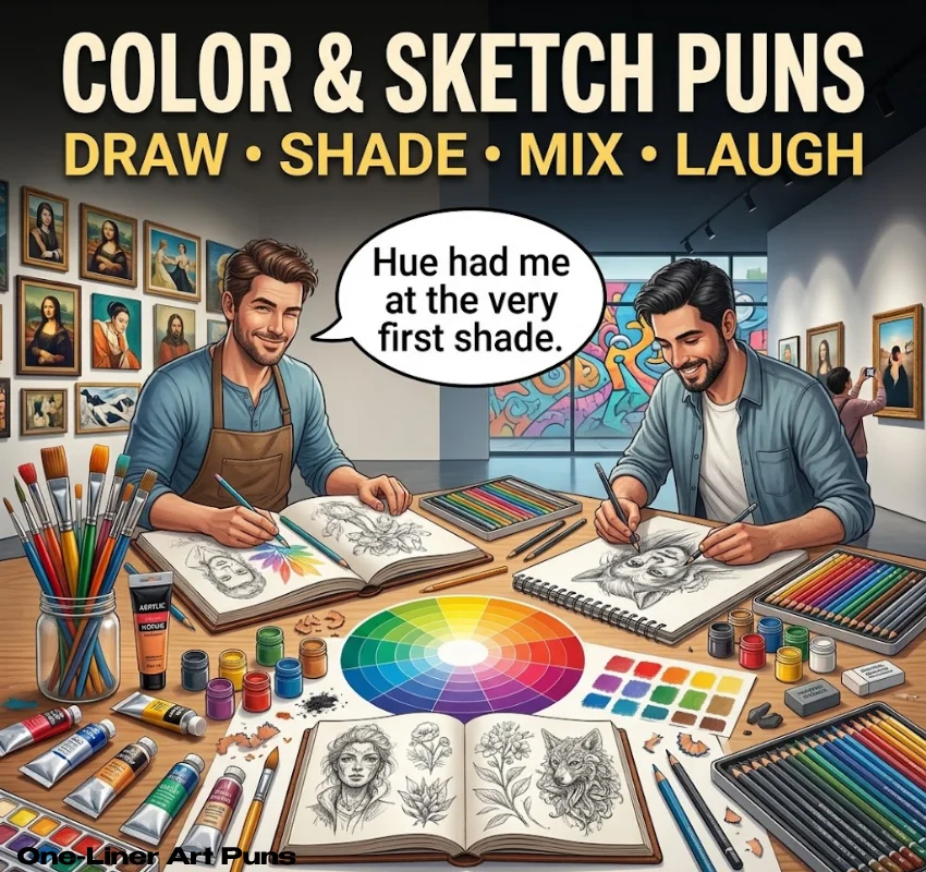 Color, Palette and Sketch One-Liner Art Puns