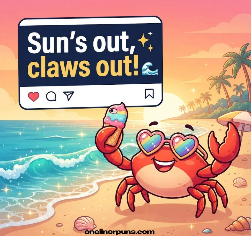 Crab puns for Instagram and beach captions: