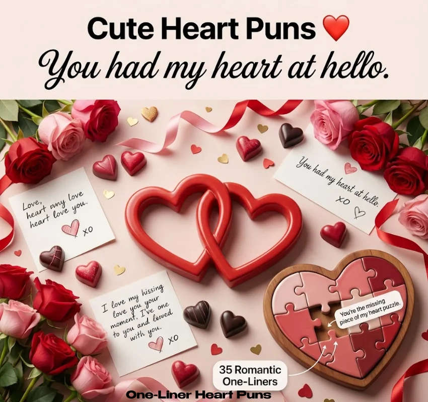 Cute & Romantic One-Liner Heart Puns for Valentine's Day