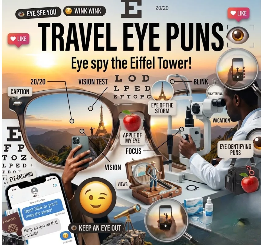 Eye Puns for Travelers, Selfies & Social Media