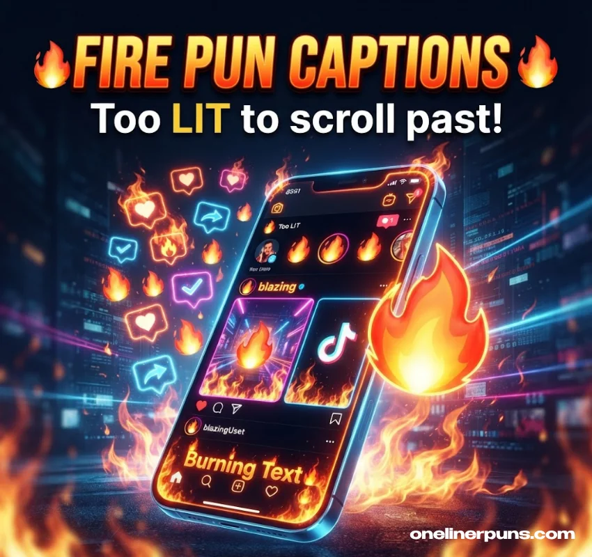 Fire Puns Captions for Instagram and Social Media 🔥