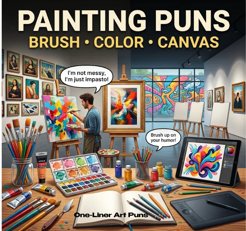 Funny One-Liner Art Puns for Painting and Brushstrokes