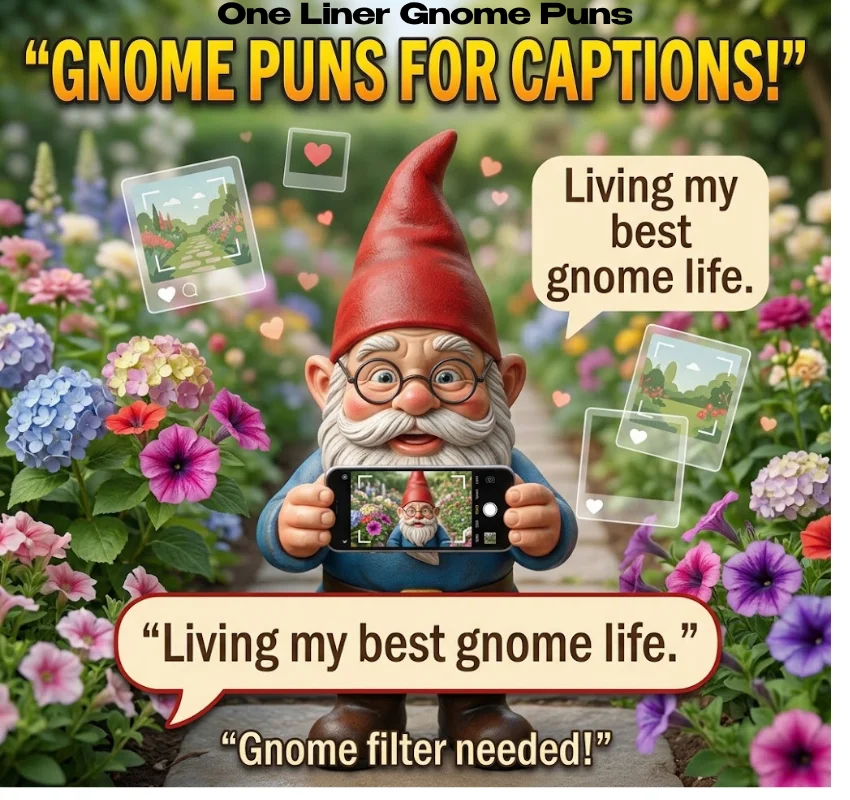 Gnome Puns for Instagram Captions
