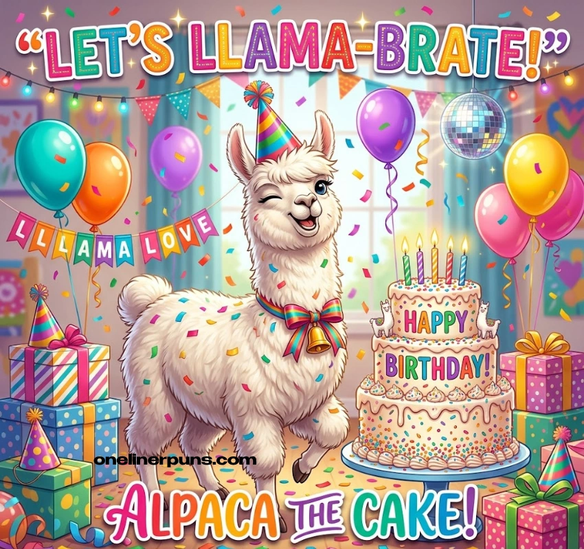 Llama birthday puns for cards and captions: