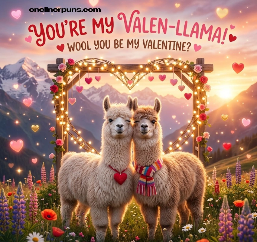 Llama love and Valentine's Day one liners: