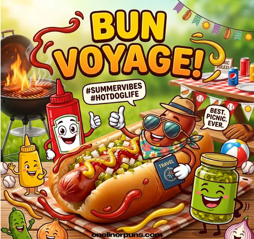 Short & Clever Hot Dog Puns for Captions and Texts
