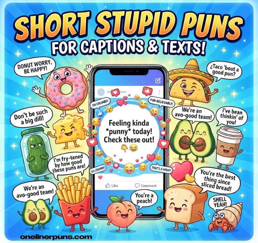 Short Stupid Puns for Captions & Texts