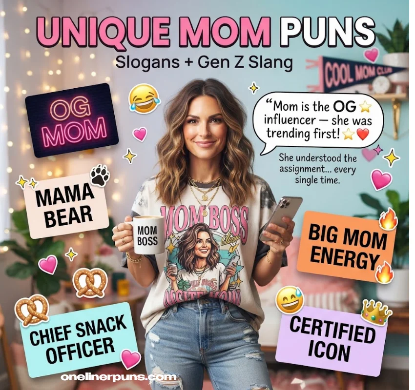 Unique One-Liner Mother's Day Puns Competitors Don't Cover (Slogans, Nicknames & Gen Z Slang)