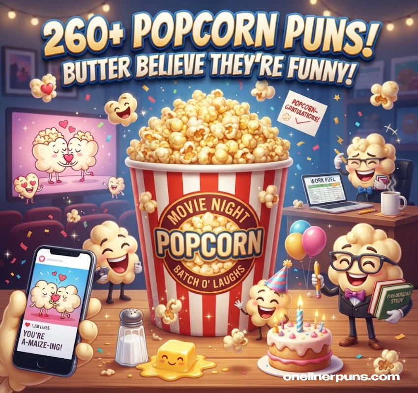 260+ Funny One-Liner Popcorn Puns That Will Make You Pop