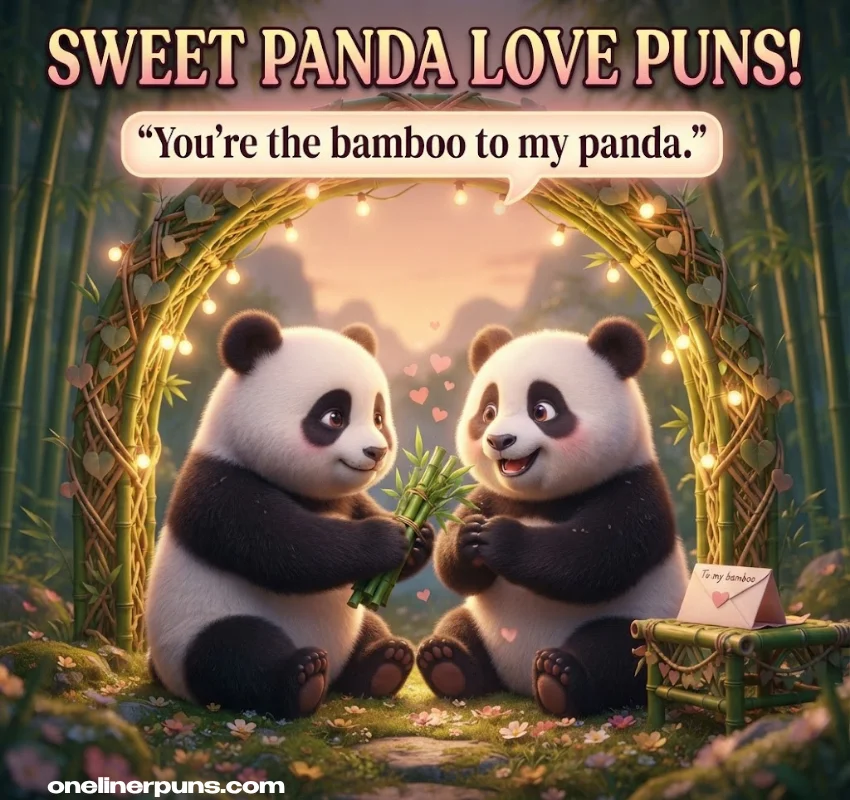 30 Romantic and Sweet One-Liner Panda Puns