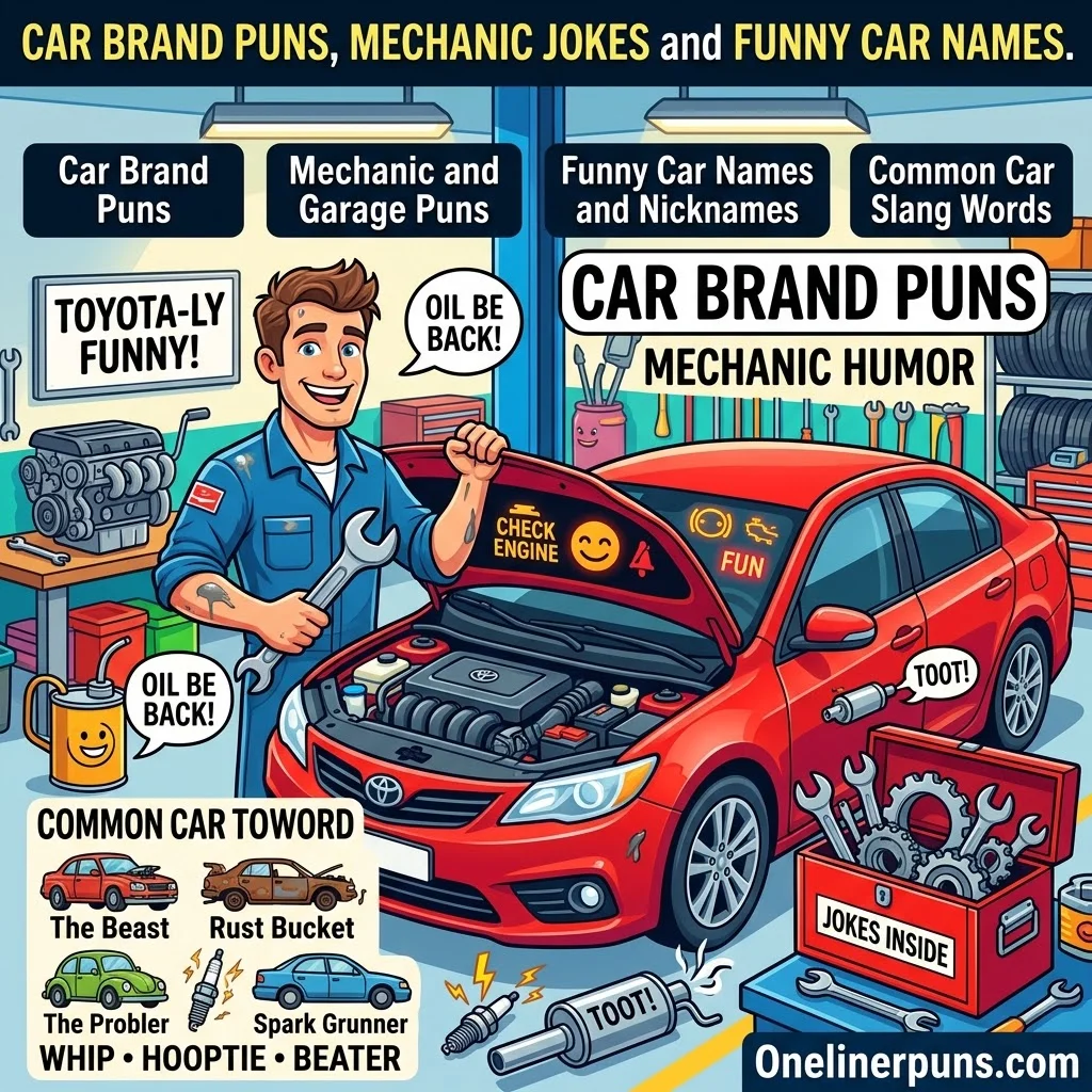 Car Brand Puns, Mechanic Jokes and Funny Car Names