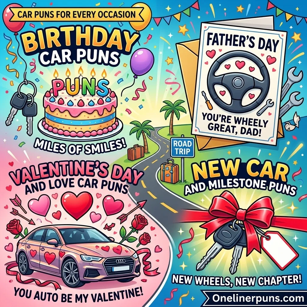 Car Puns for Birthdays, Valentine's Day and Special Occasions