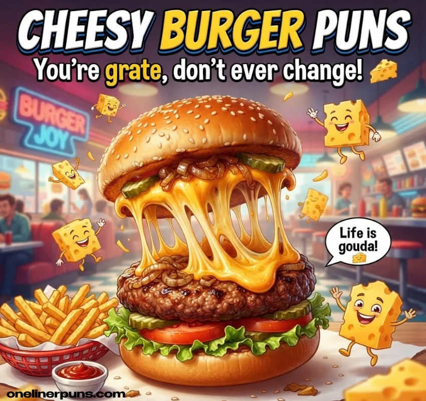 Cheesy Burger Puns (Literally)