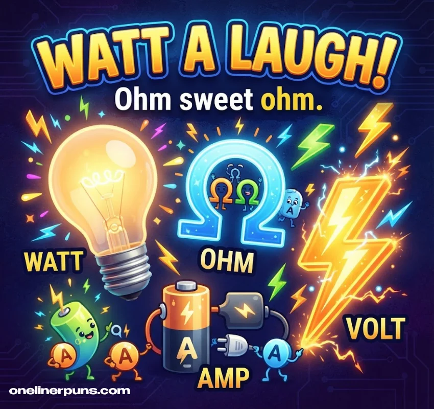 Classic Watt, Ohm, Amp, and Volt One-Liners electricity puns