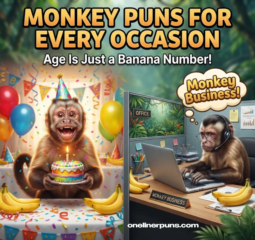 Monkey Puns One-Liners for Birthdays, Kids, and Work
