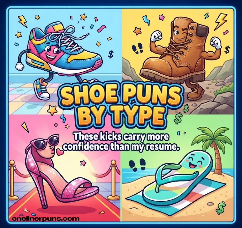 One-Liner Shoe Puns by Shoe Type: Sneakers, Boots, Heels & More