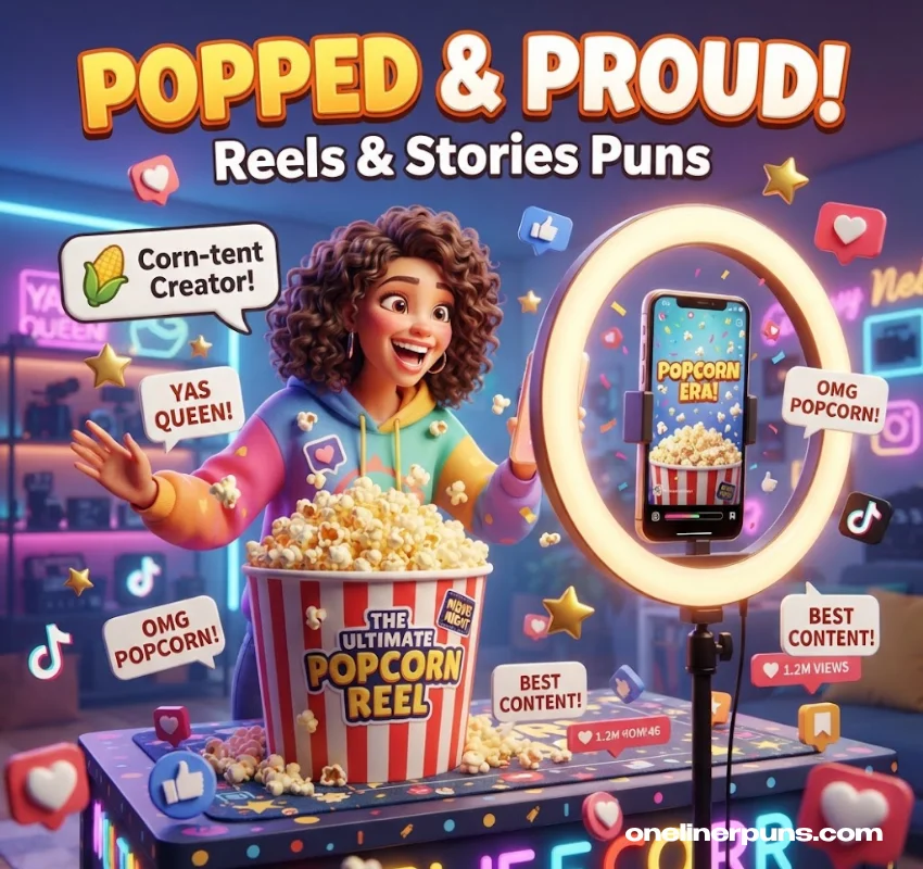 Trending Popcorn Puns for Reels and Stories