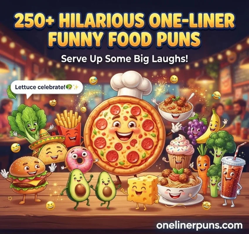 250+ Hilarious One-Liner Funny Food Puns That Will Make You Hungry 😂