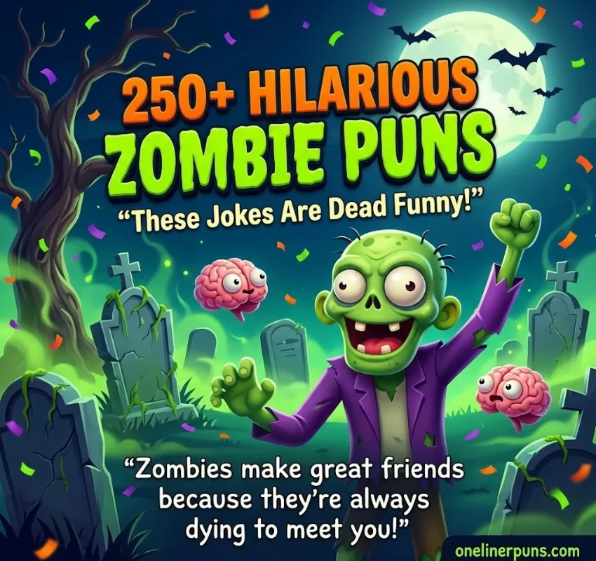 250+ Hilarious One-Liner Zombie Puns That Will Crack You Up! ๐ง
