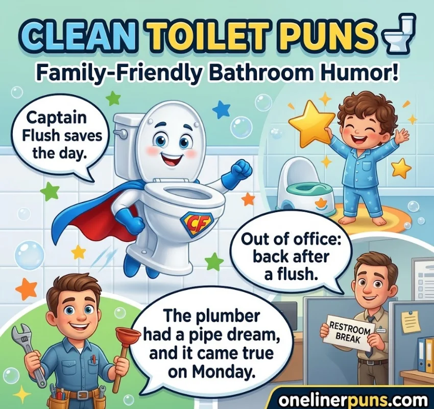 Clean Toilet Puns for Kids, Work, and Family