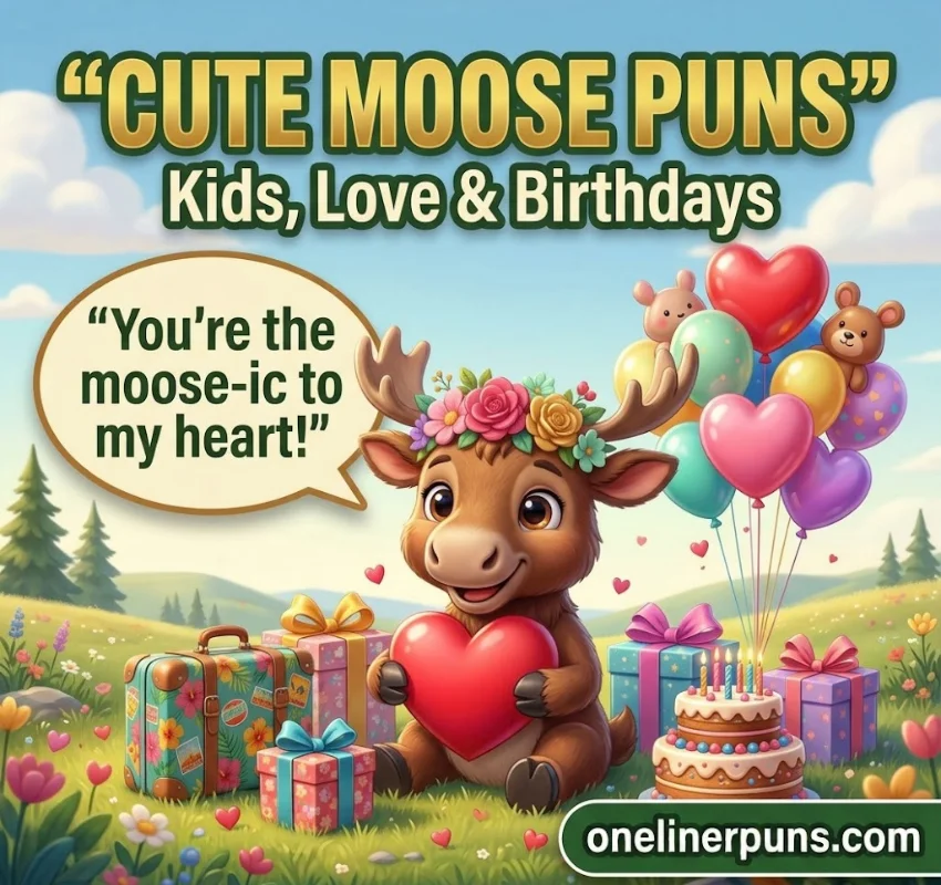 Cute Moose Puns for Kids, Love and Birthdays
