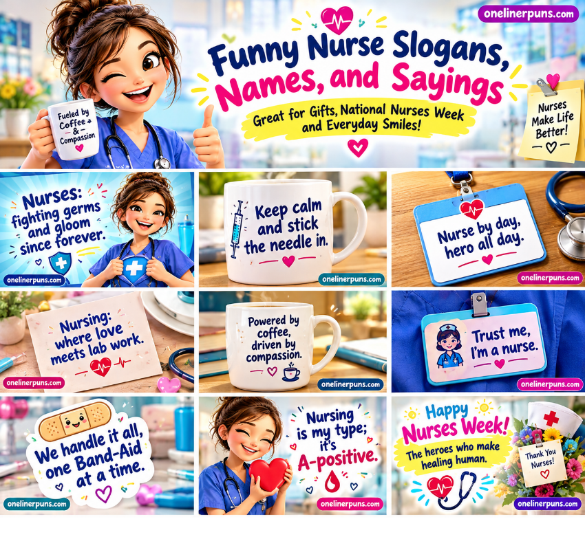 Funny Nurse Slogans, Names, and Sayings