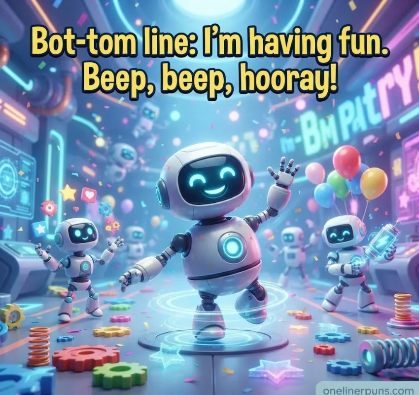 Short Robot Puns for Captions and Kids