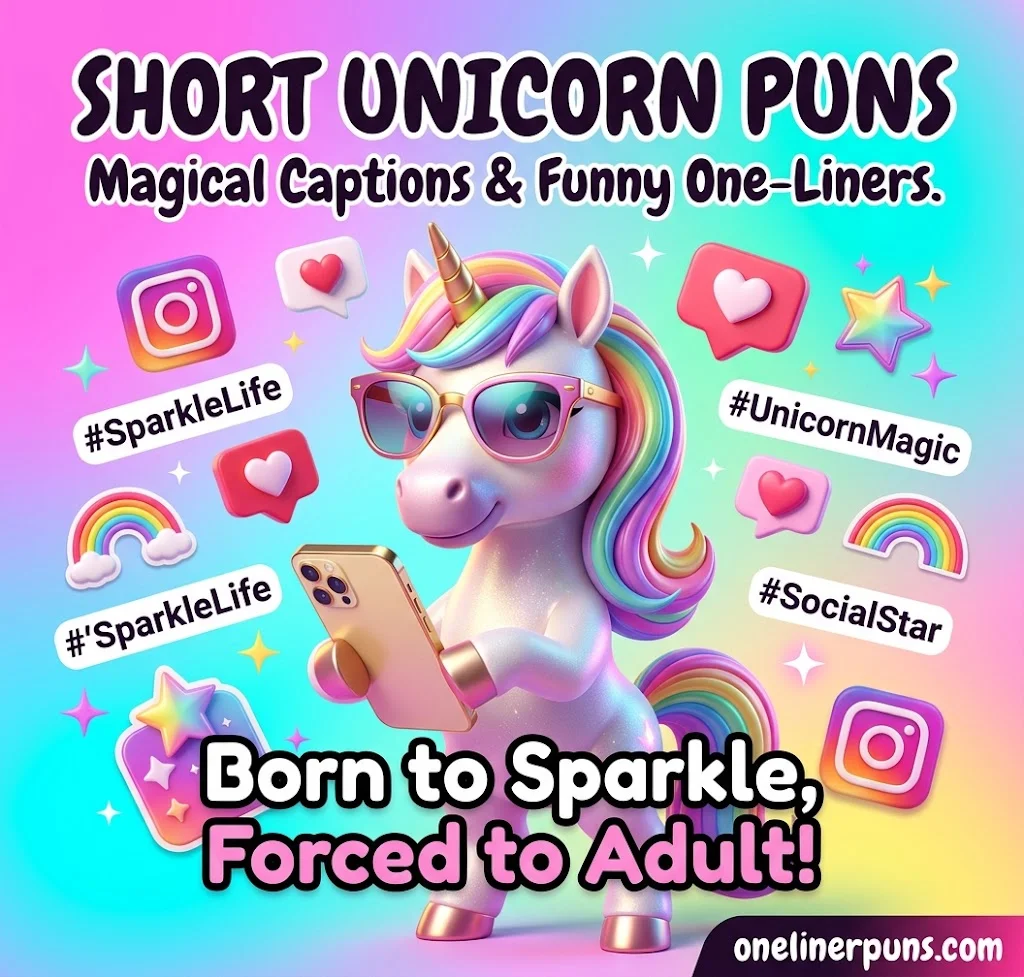 Short Unicorn Puns for Instagram, TikTok and Texts