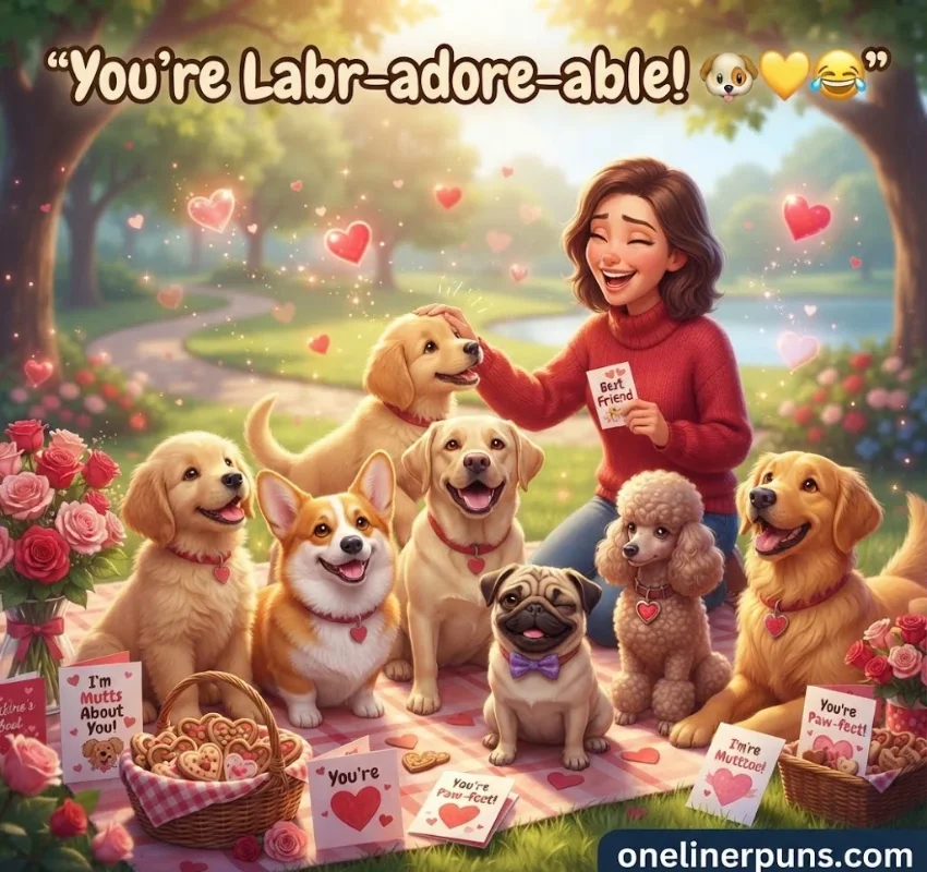 Short and Clever Dog Valentine Puns by Theme